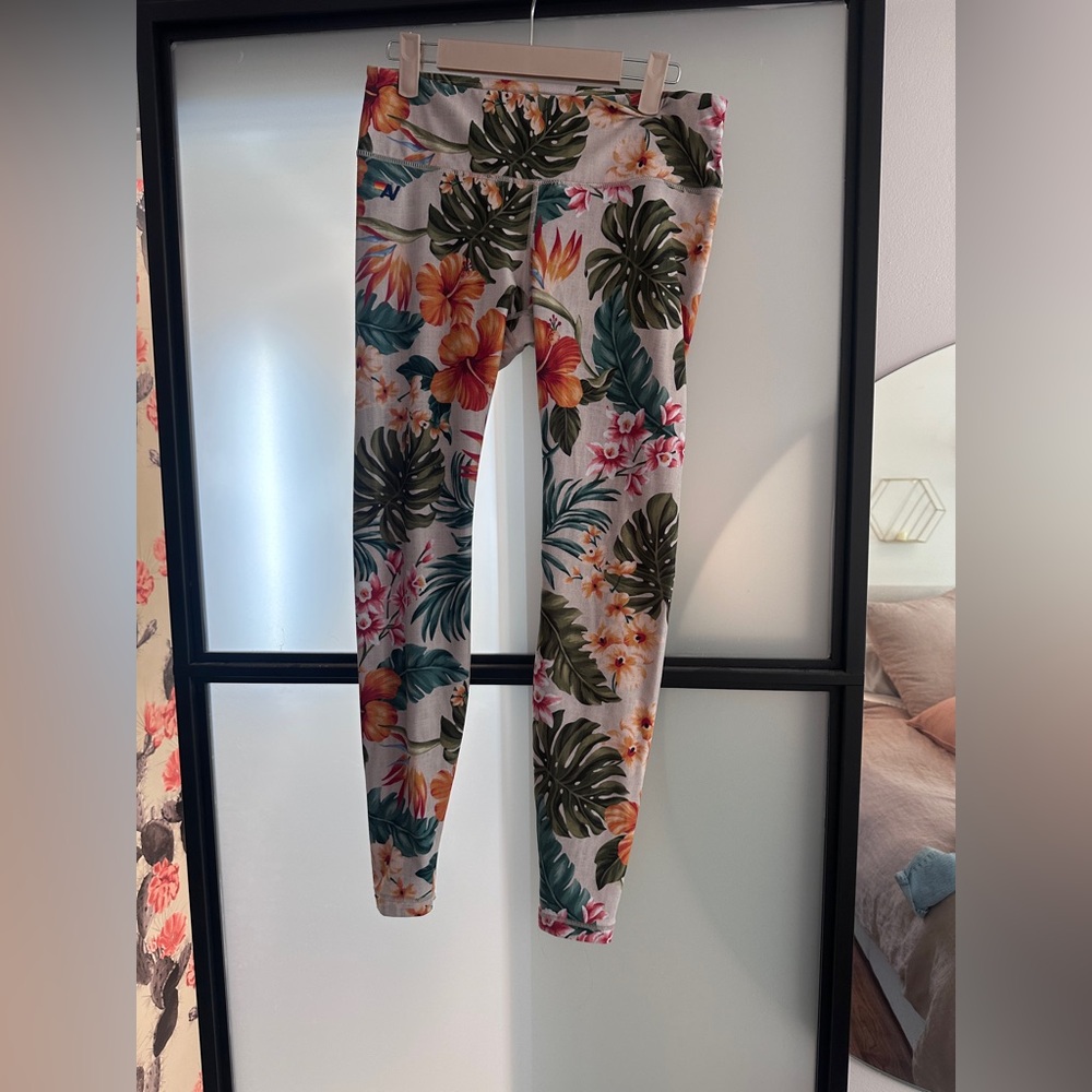 Aviator Nation AV Floral Tropical Print Leggings